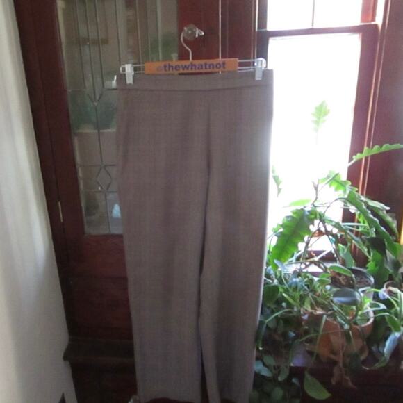 Vintage Gray Plaid Pull-On Elastic Waist Pants Size L Petite Slacks Bootcut Work - Picture 8 of 17